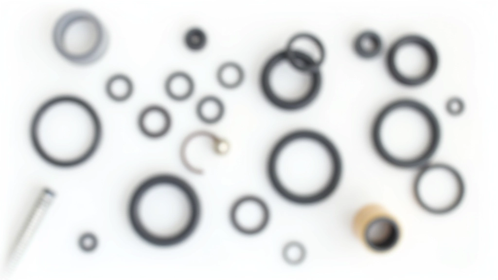 Selezione di guarnizioni di gomma di diverse misure disposte su una superficie bianca con un metro di misurazione accanto