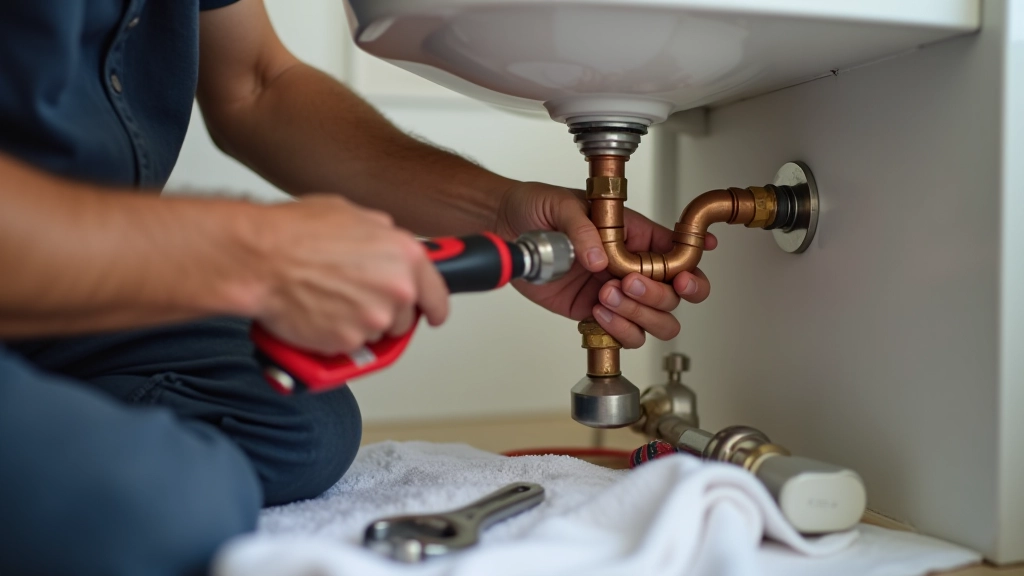 Mani che riparano tubi di rame con chiavi e attrezzi specifici